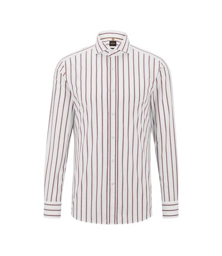Chemise Manches Longues Motif/style À Rayures Homme Rouge Foncé Boss