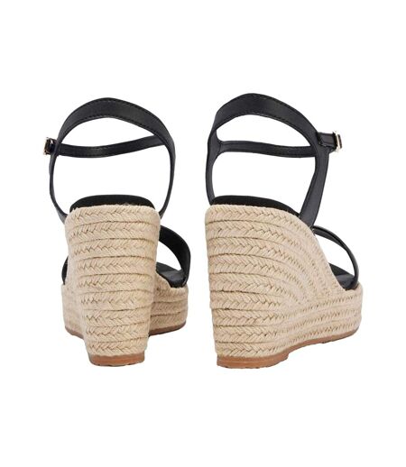 Womens/ladies Maderia Leather Wedge Sandals Black Boss