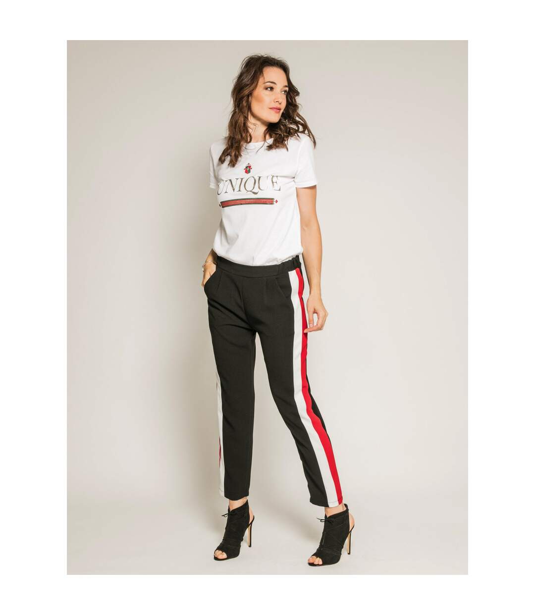 Pantalon cigarette slim bandes côtés EDMEE - Dona X Lisa-3