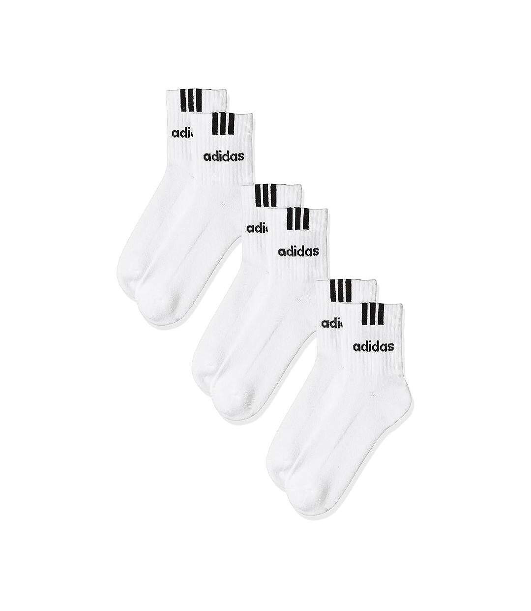 x3 Paires de Chaussettes Blanches Adidas 3s Lin - 40/42-1