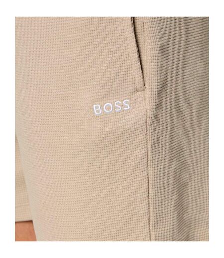 Mens Waffle Relaxed Fit Shorts Beige Boss