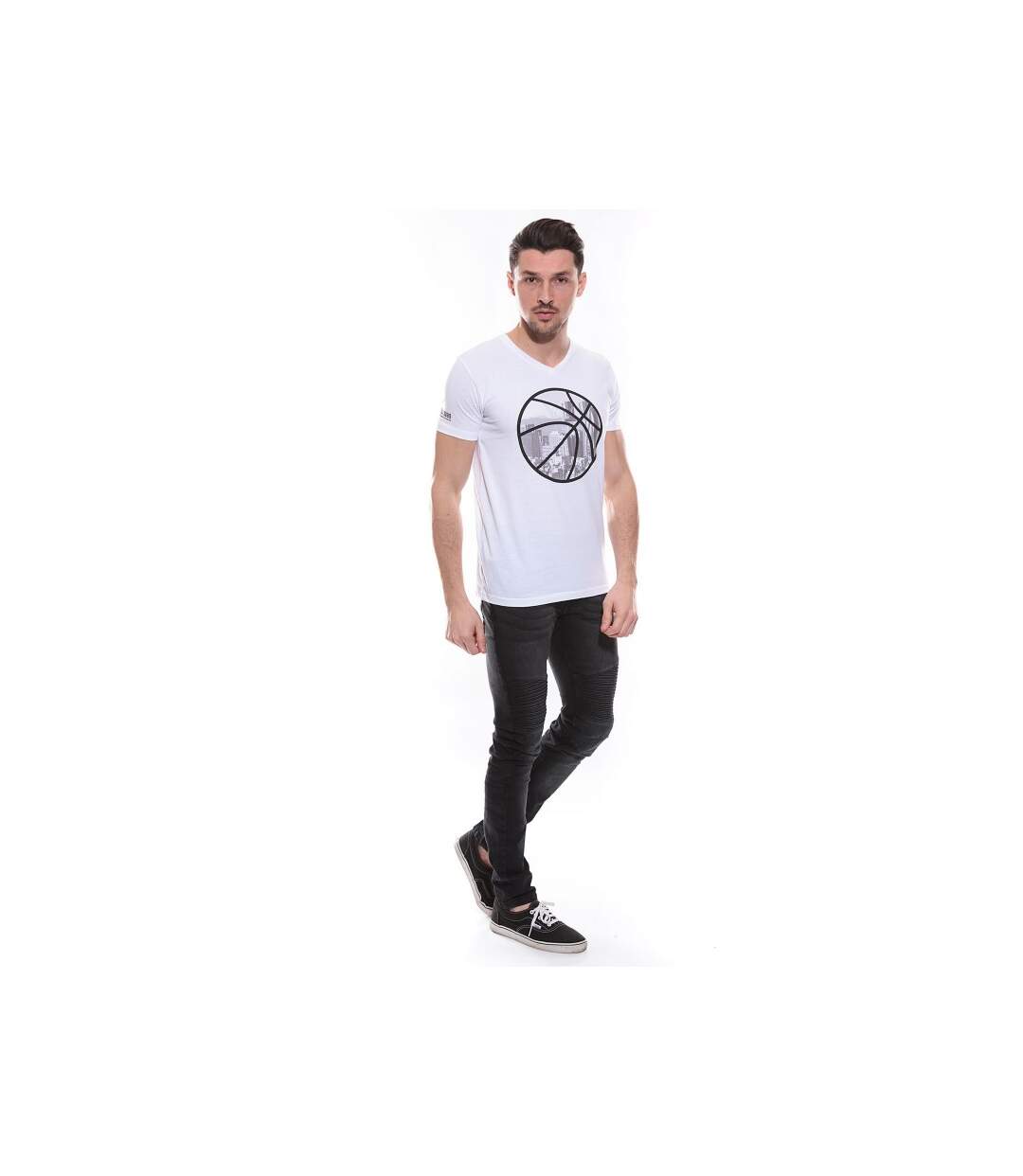 T-shirt col V en coton NADOT