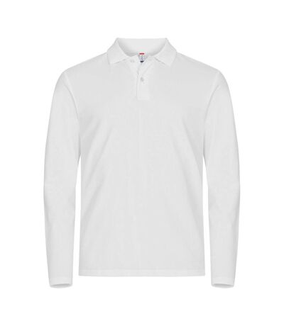Polo Manches Longues Premium Homme Blanc Clique