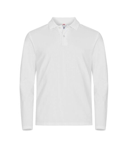 Polo Manches Longues Premium Homme Blanc Clique