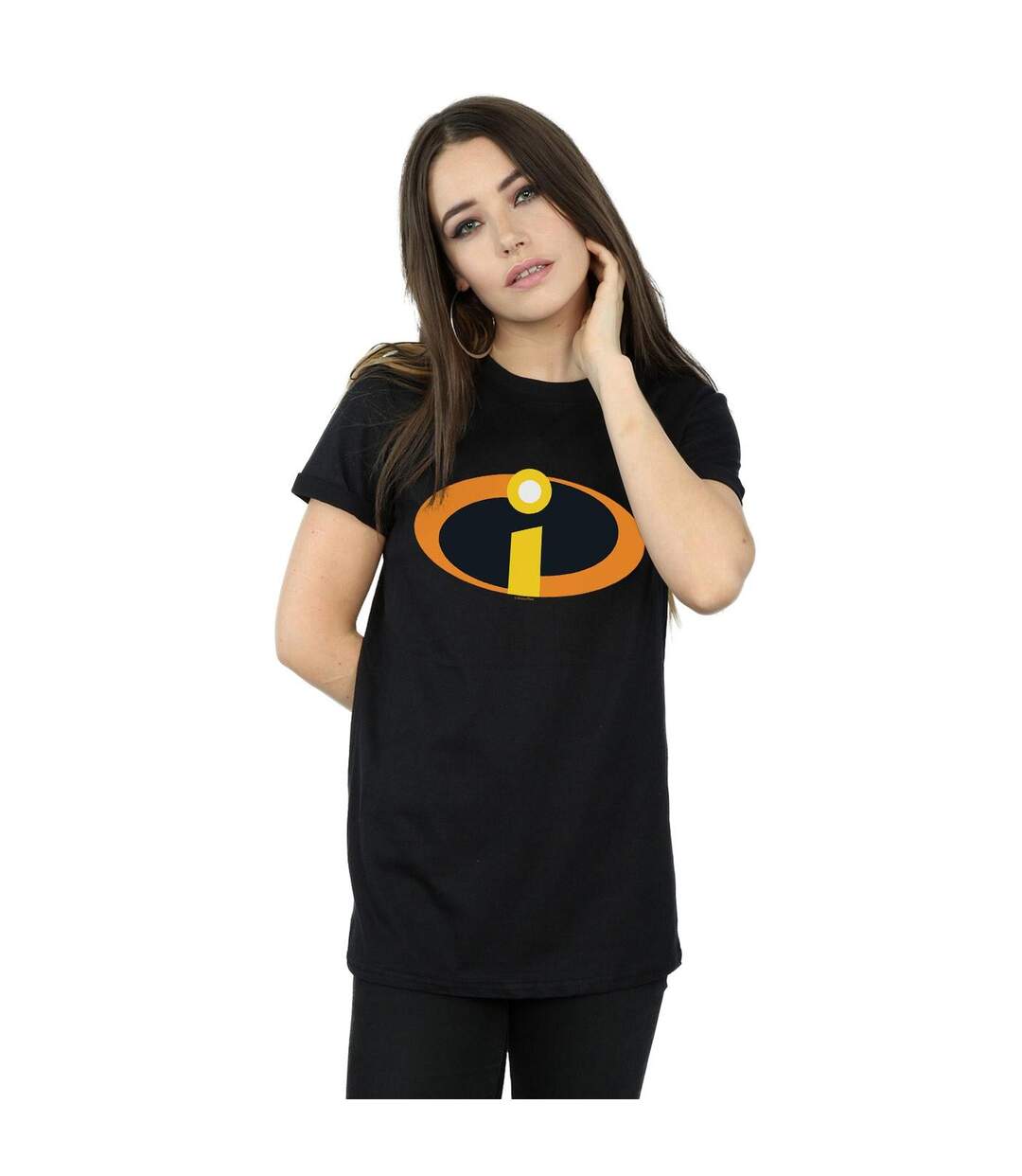 Disney Womens/Ladies The Incredibles Costume Logo Cotton Boyfriend T-Shirt (Noir) - UTBI48837-2