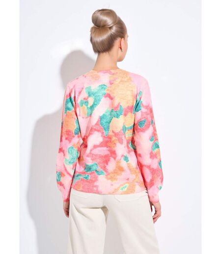 Pull doux col rond imprimé floral