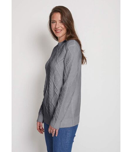 Pull chaud court col montant torsades