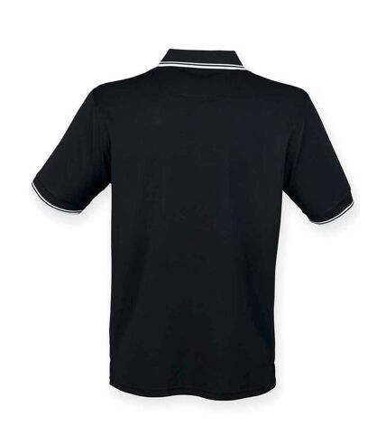 Mens coolplus tipped polo shirt black/white Henbury