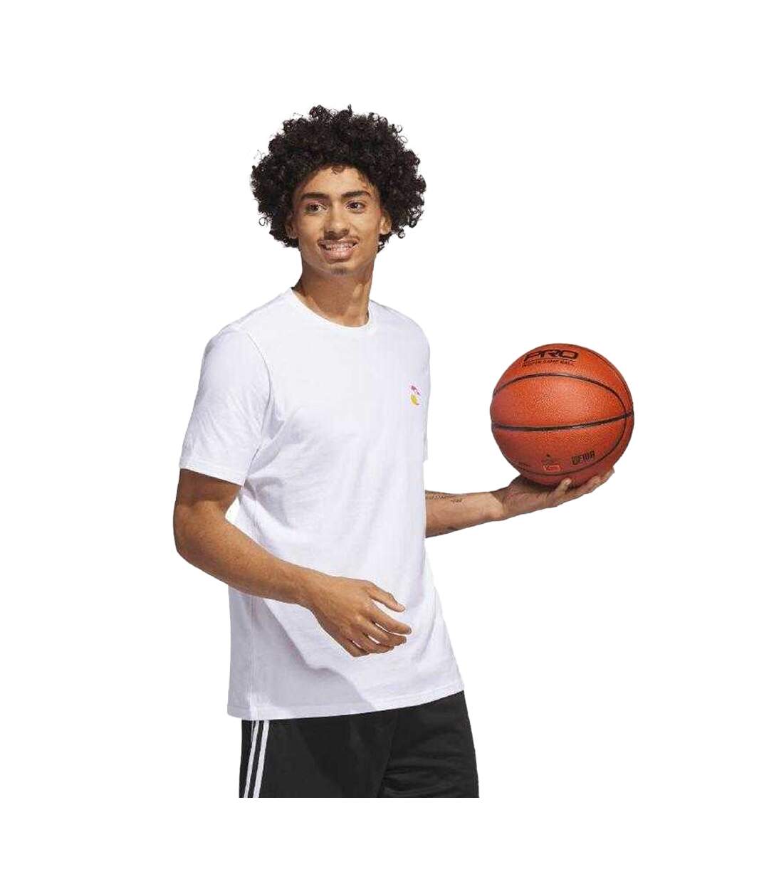T-shirt Manches Courtes Basket Style Graphique Lil Stripe Spring Break Homme Blanc Adidas-1