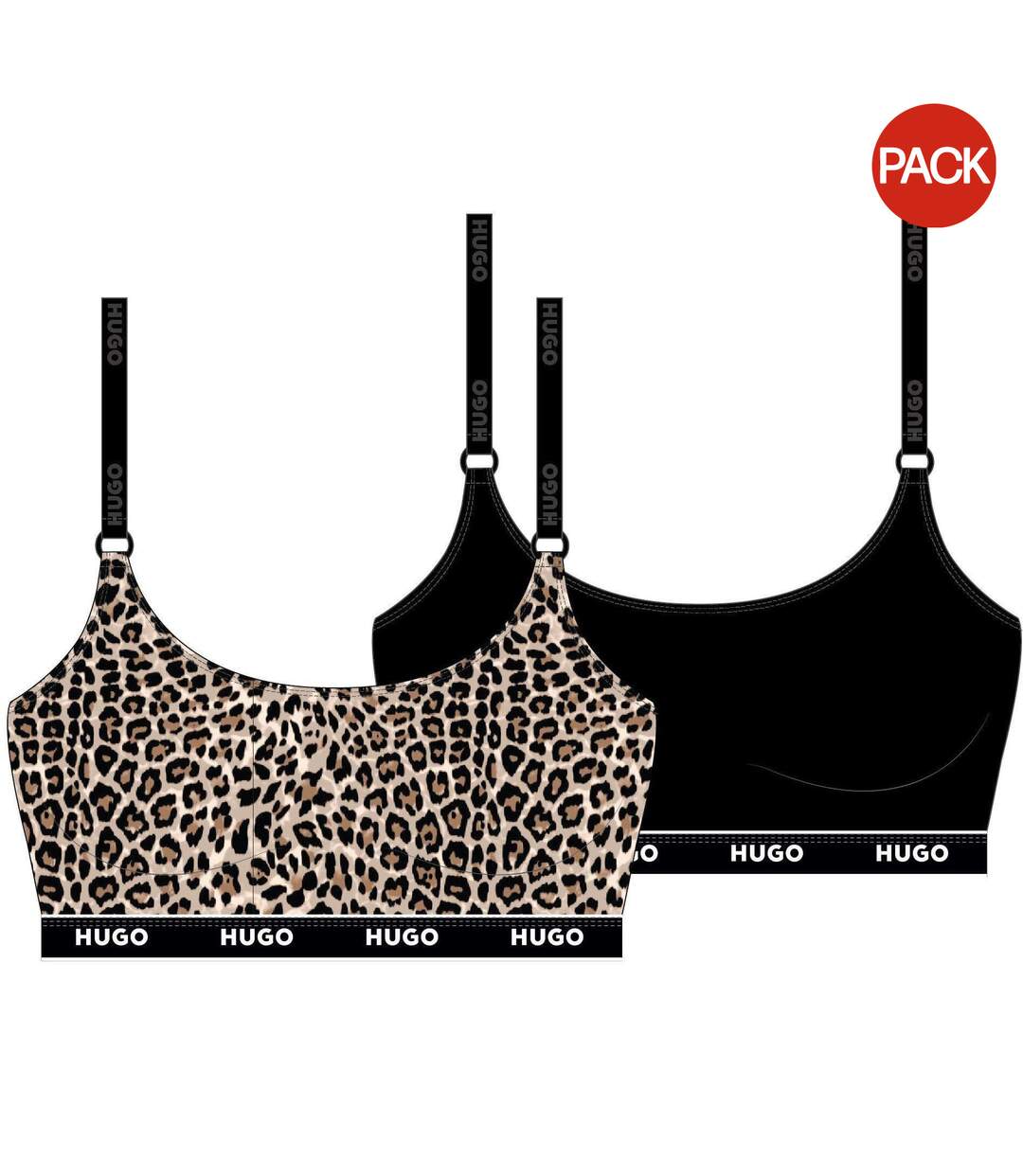 Pack Of 2  Womens/ladies Bralette  Black Brown Hugo-1