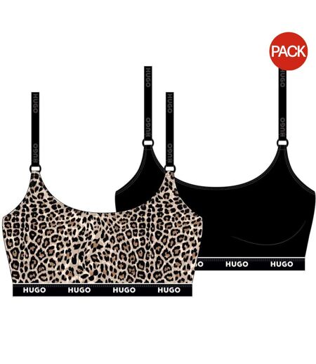 Pack Of 2  Womens/ladies Bralette  Black Brown Hugo