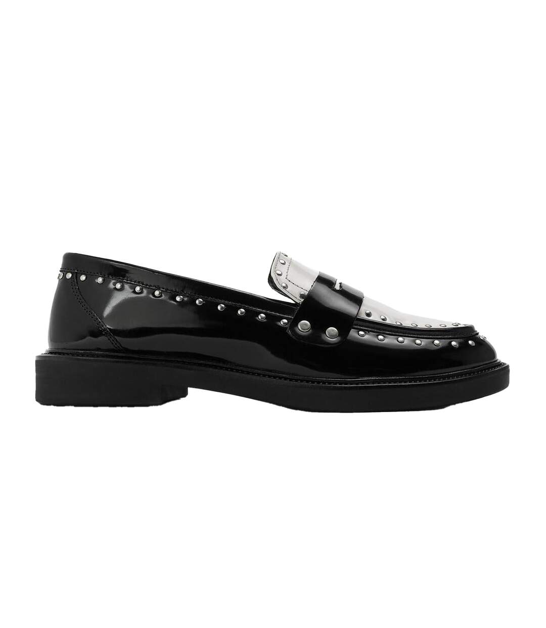 Womens/ladies Studded Formal Block Heel Penny Loafers Coco Black Steve Madden-2