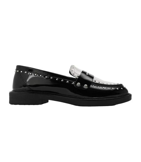 Womens/ladies Studded Formal Block Heel Penny Loafers Coco Black Steve Madden