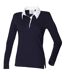 Front Row Womens/Ladies Long Sleeve Plain Sports Rugby Polo Shirt (Navy/White) - UTRW479-2