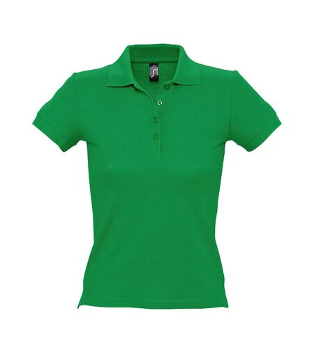 SOLS Womens/Ladies People Pique Short Sleeve Cotton Polo Shirt (Kelly Green) - UTPC319
