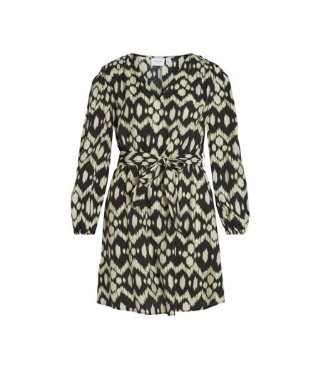 Robe noire/beige/vert femme vila kallila