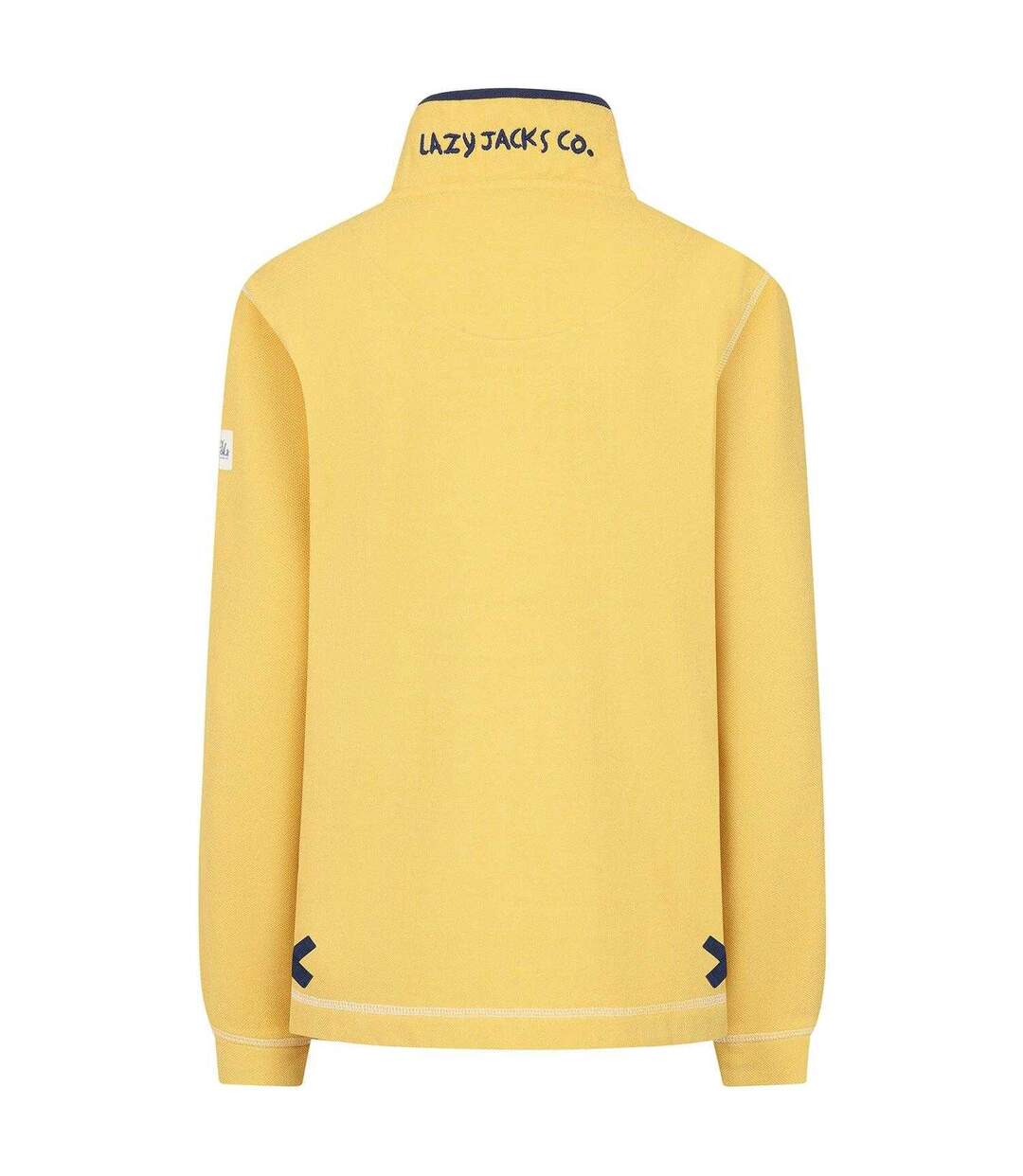 Womens/ladies Pique Button Neck Sweatshirt Lemon Lazy Jacks-3