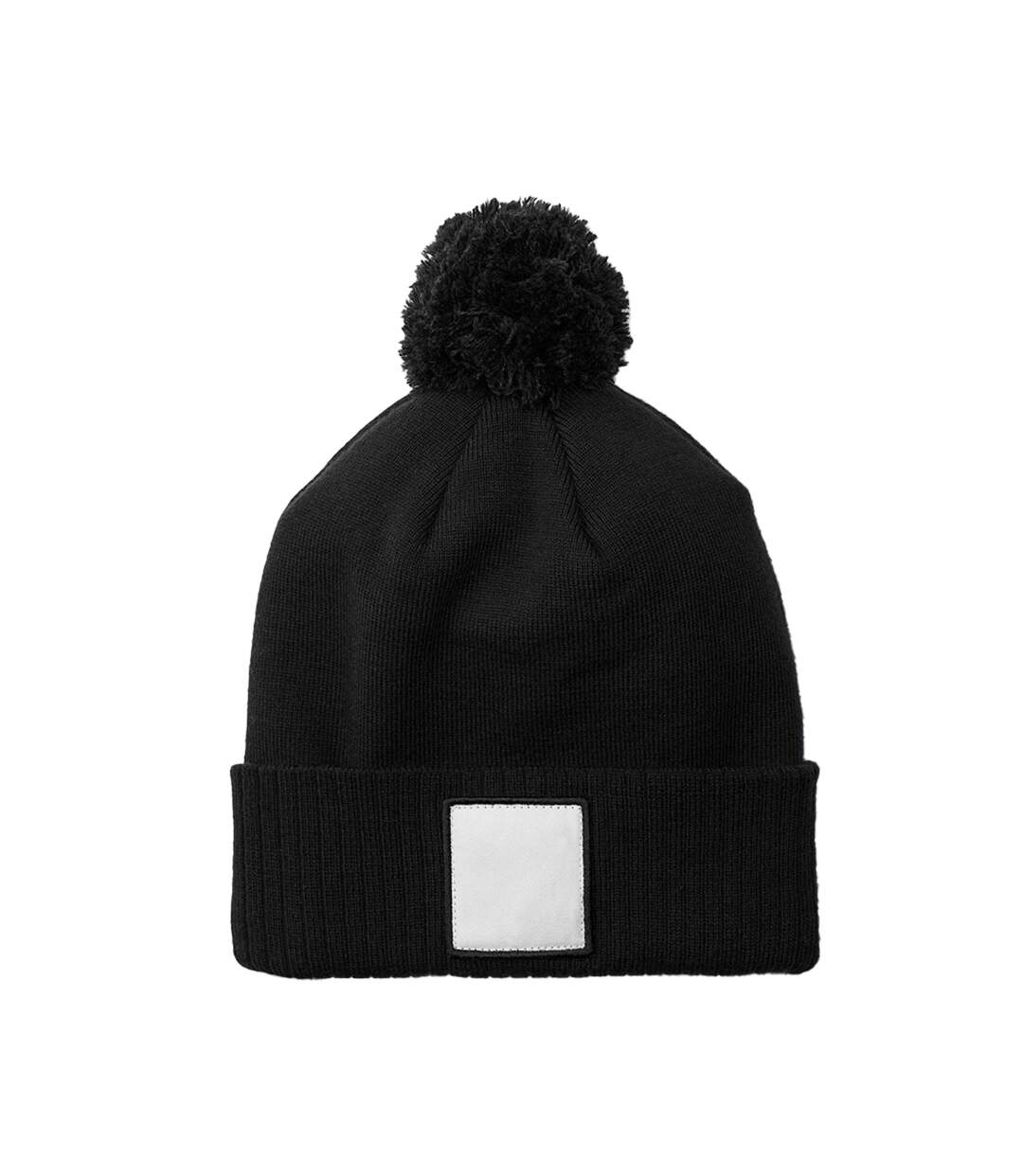 Bonnet Motif/style Pompon Noir Blanc Beechfield-2