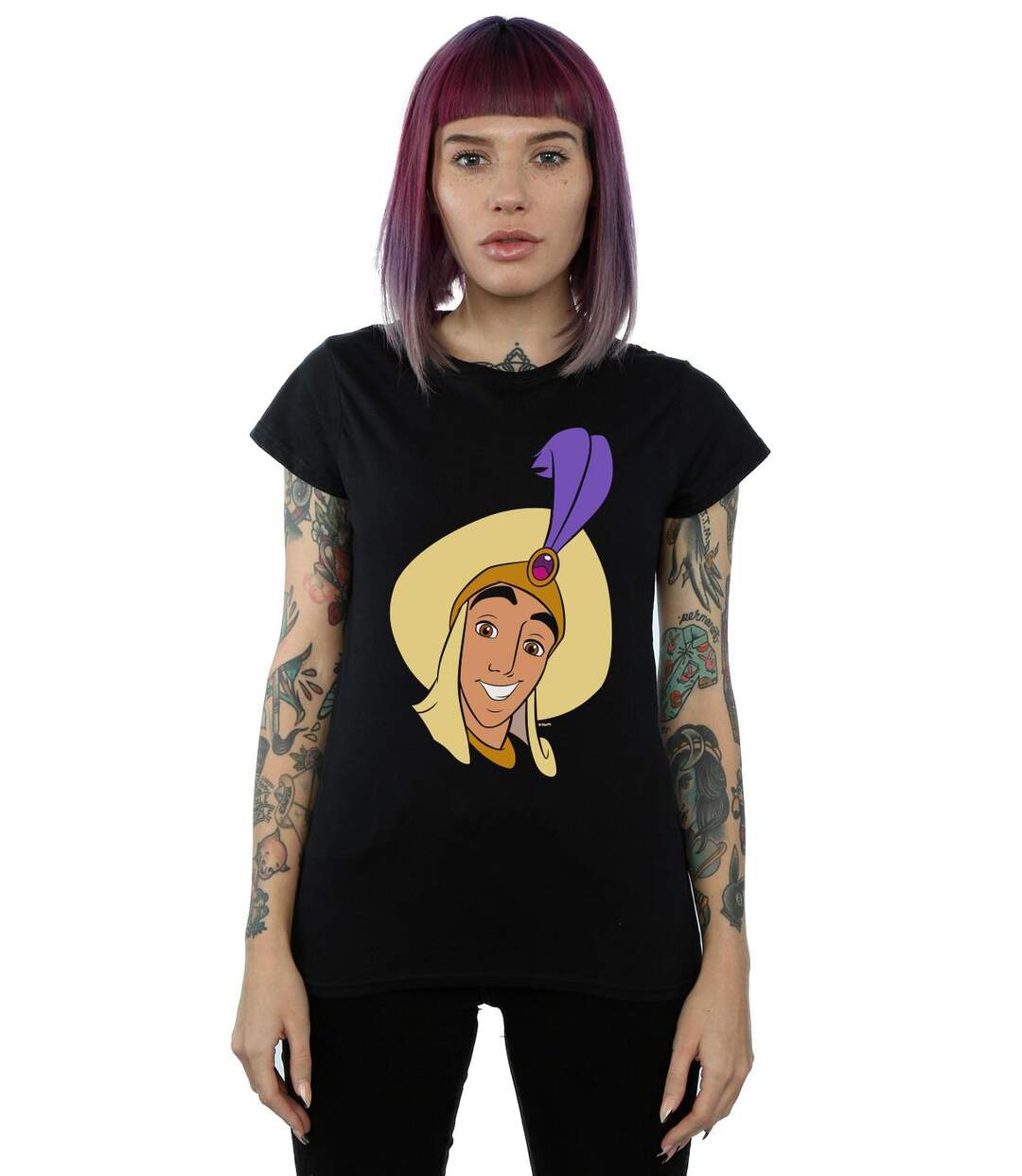 Disney - T-shirt ALADDIN PRINCE ALI FACE - Femme (Noir) - UTBI16296-2