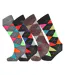 Pack Of 4  Mens Argyle Socks  Black Multicoloured Soxy-4