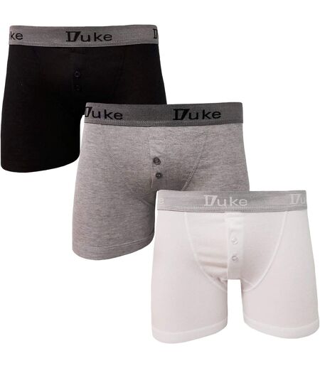 Duke London Mens Driver Boxer Shorts (Pack Of 3) (Black/White/Gray)