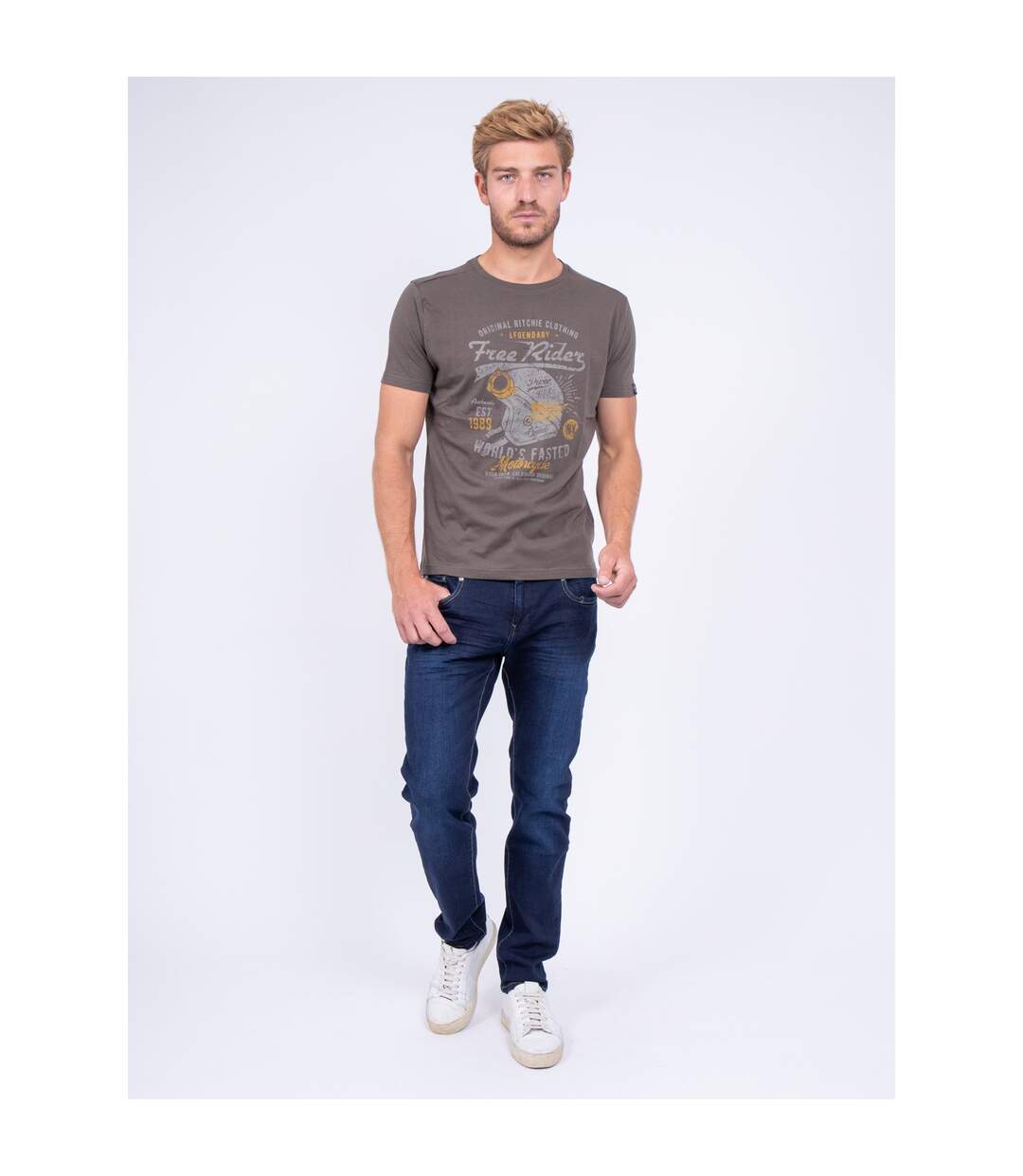 T-shirt col rond pur coton JORDY-4