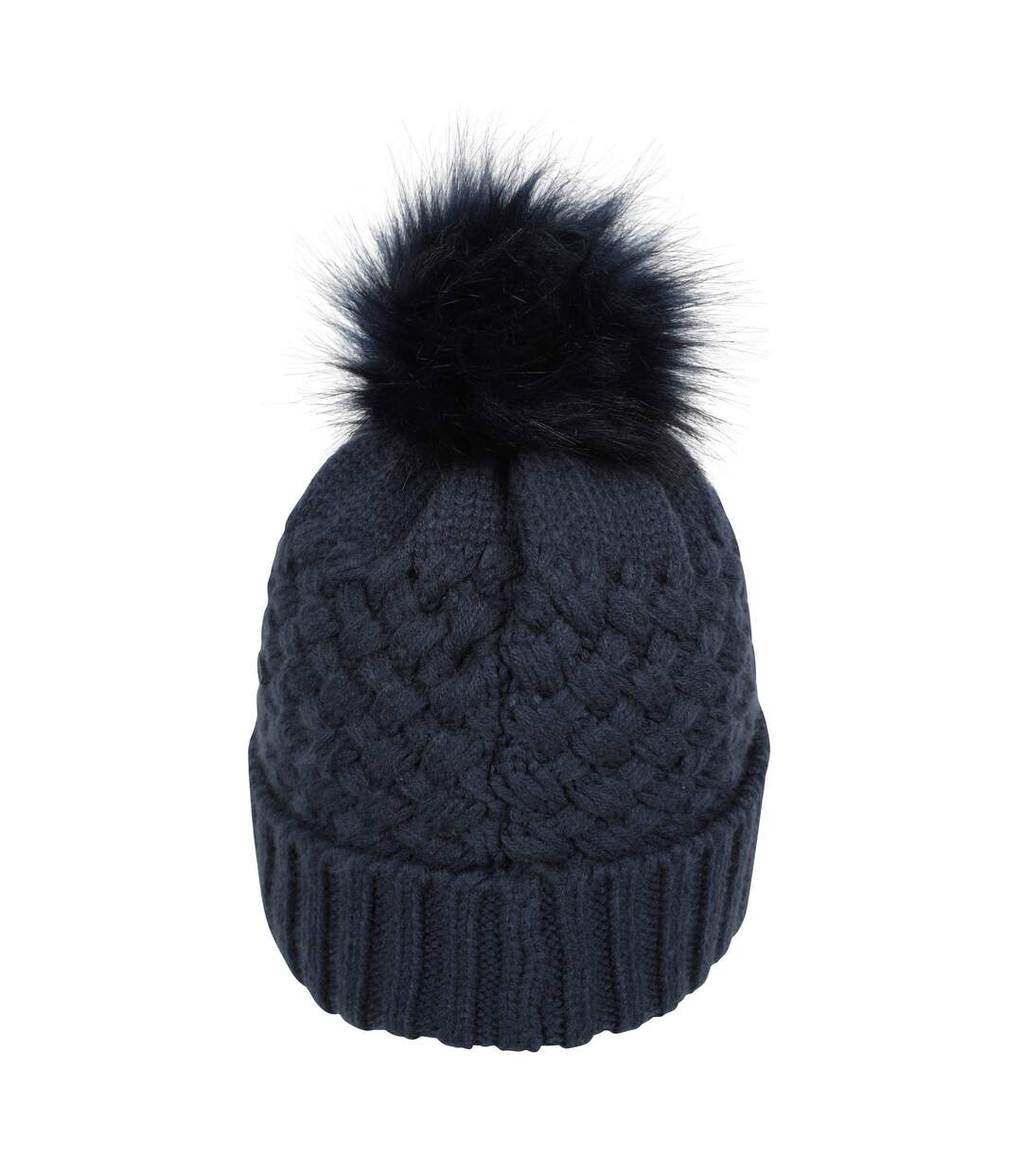 Womens/ladies Lisbon Pom Pom Borg Lined Beanie Navy Mountain Warehouse-2