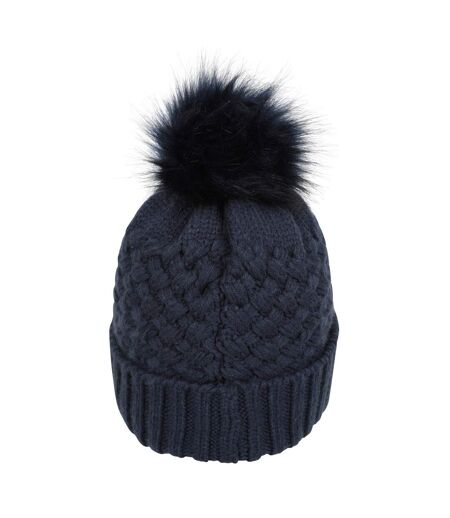 Womens/ladies Lisbon Pom Pom Borg Lined Beanie Navy Mountain Warehouse