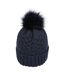 Womens/ladies Lisbon Pom Pom Borg Lined Beanie Navy Mountain Warehouse-2