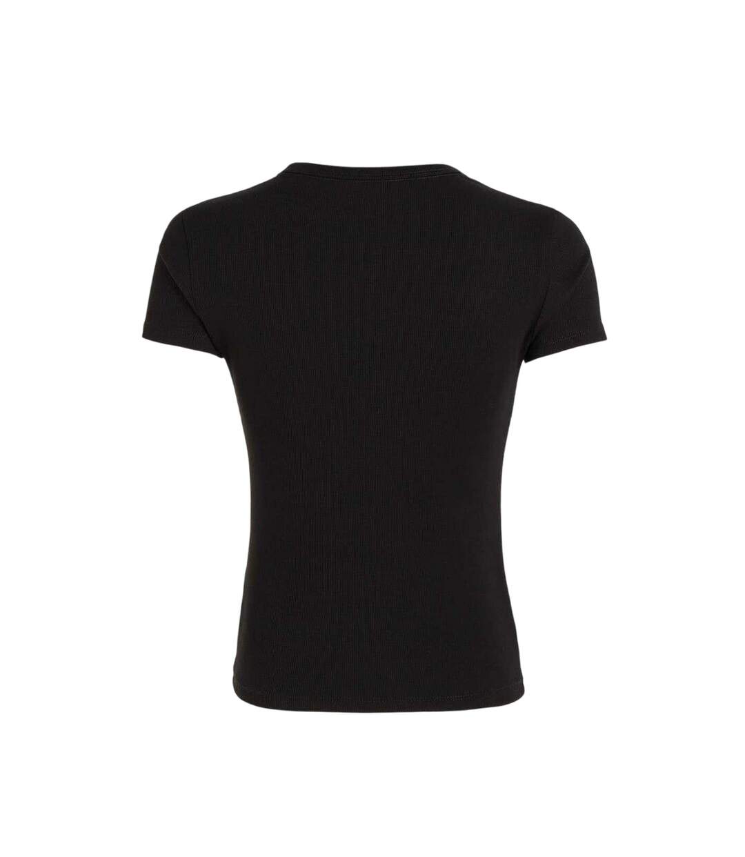 Womens/ladies Logo Ribbed Fitted T-shirt Black Tommy Jeans-3