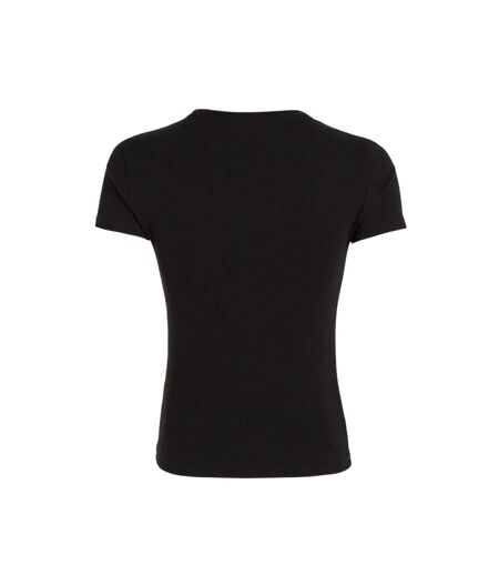 Womens/ladies Logo Ribbed Fitted T-shirt Black Tommy Jeans