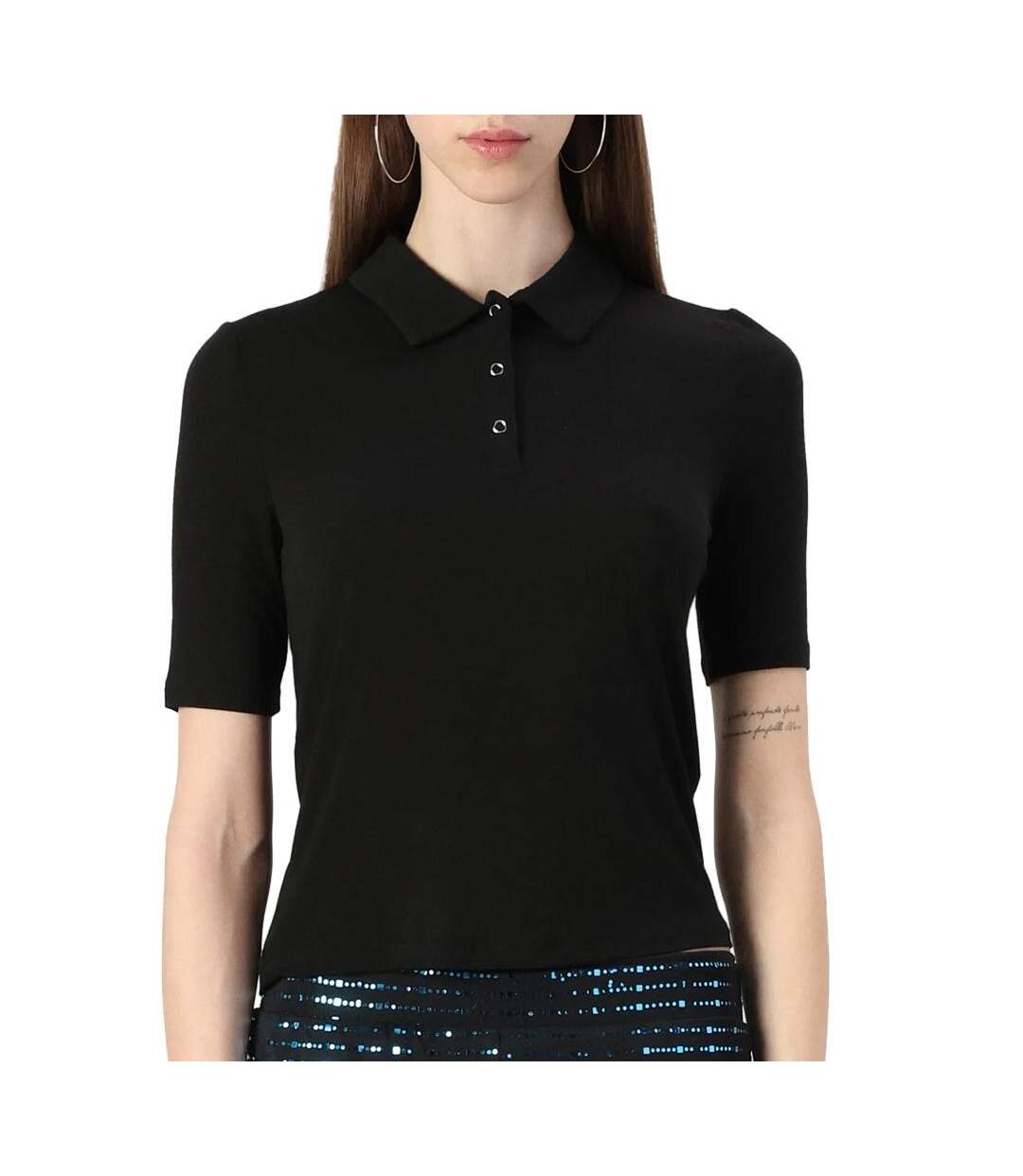 Polo noir femme jdy sanni 2/4-1