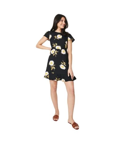 Womens/ladies Daisy Tiered Hem Flutter Mini Dress Black Dorothy Perkins