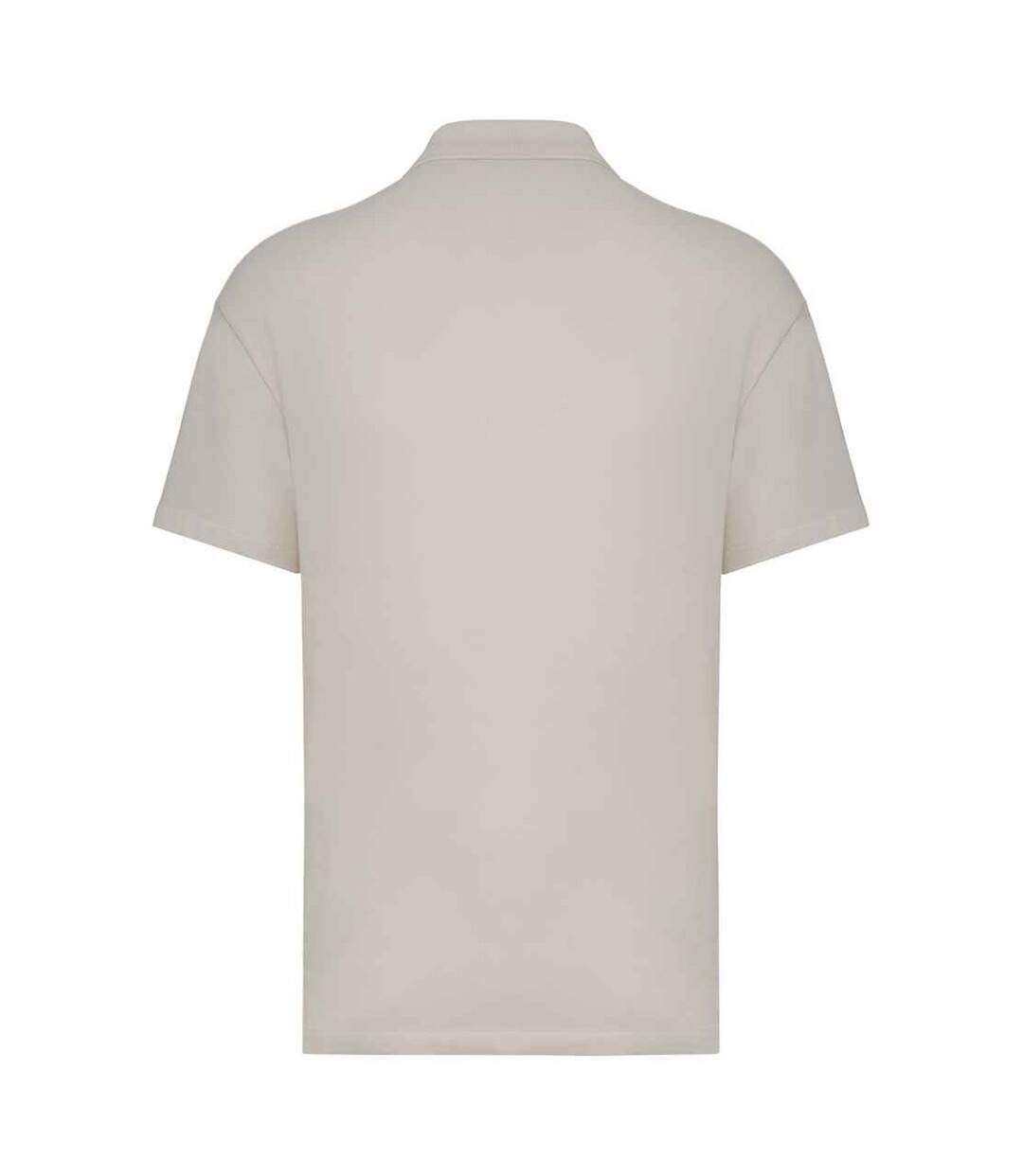 Mens pique drop shoulder polo shirt ivory Native Spirit-2