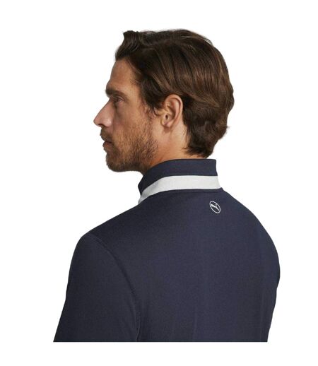 Mens Quarter Zip Jumper Navy Ash Grey Puma