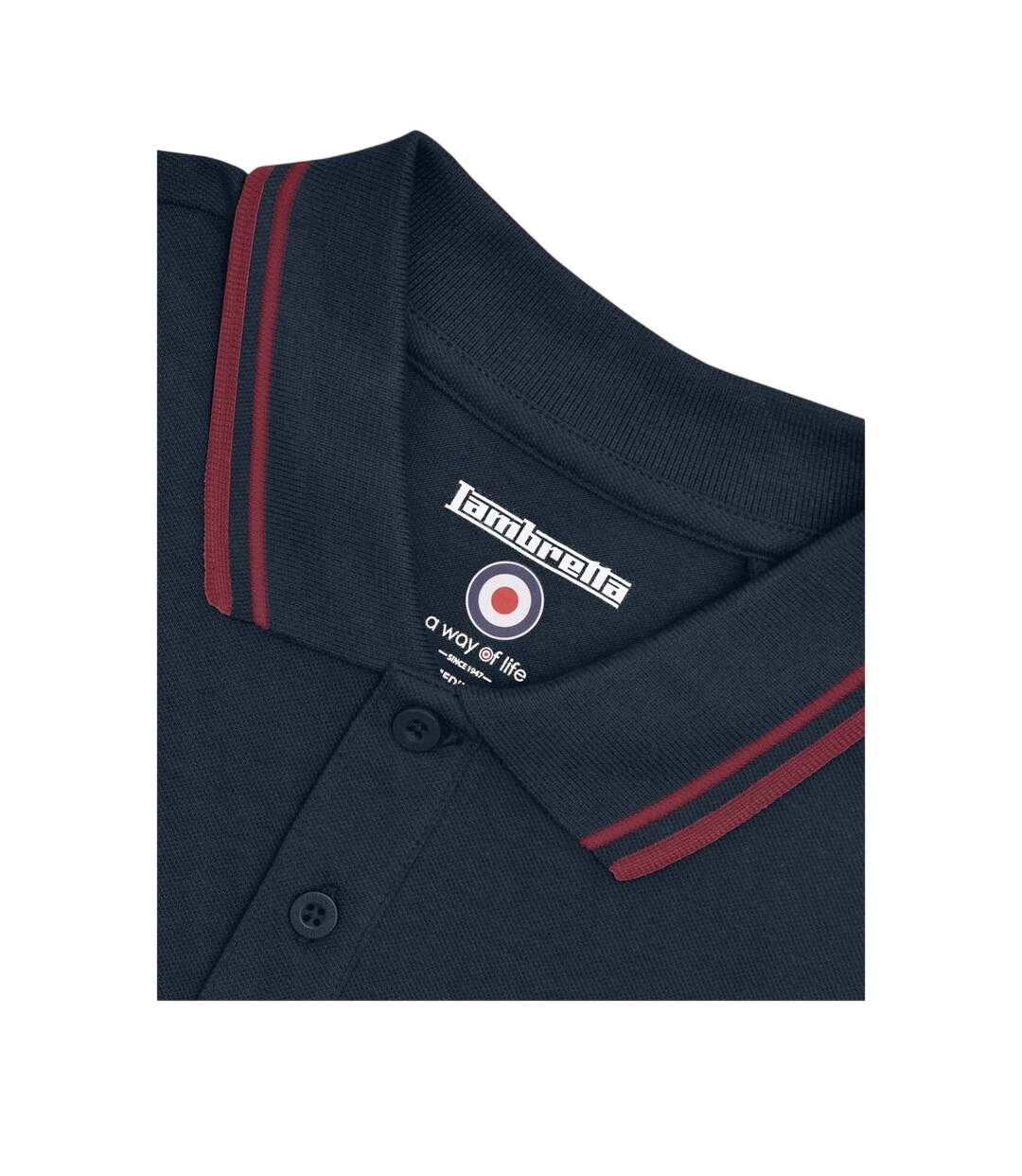 Polo Homme Bleu Marine Foncé Bordeaux Lambretta-4