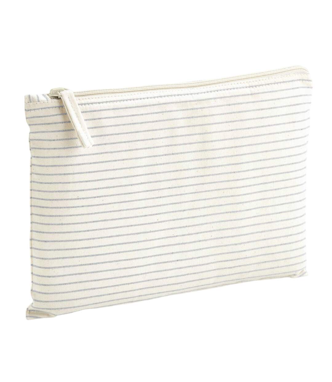 Striped Organic Cotton Accessory Bag 11.5cm X 20cm Grey Westford Mill-3