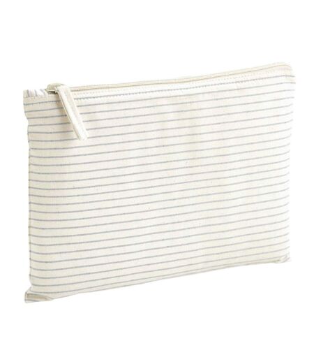 Striped Organic Cotton Accessory Bag 11.5cm X 20cm Grey Westford Mill