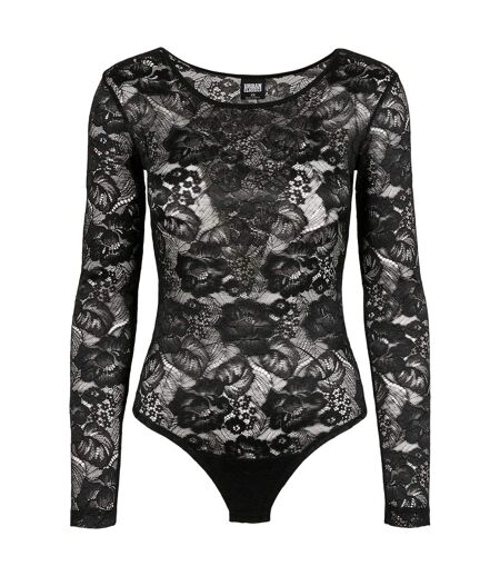 Womens/ladies Lace Long-sleeved Bodysuit Black Urban Classics