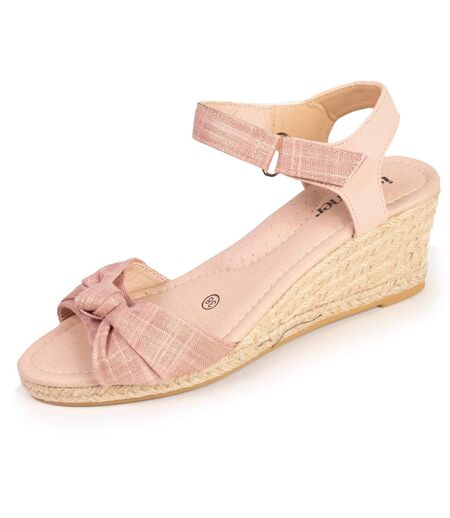 Isotoner Espadrilles femme à talon 6 cm et bout ouvert détail nœud