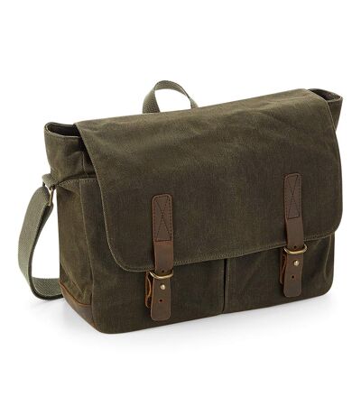 Quadra Heritage Waxed Canvas Messenger Bag (Olive Green) (One Size) - UTRW7078