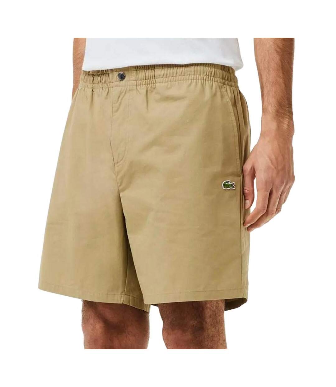 Short beige homme lacoste poplin-1