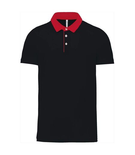 Polo bicolore pour homme - K260 - noir et rouge