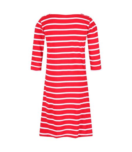 Womens/ladies paislee stripe casual dress true red/white Regatta