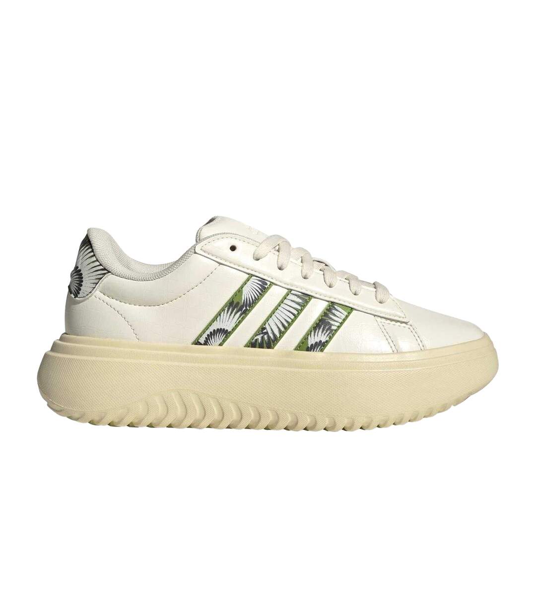Baskets Motif/style Feuillage Grand Court Femme Blanc Vert Adidas-1