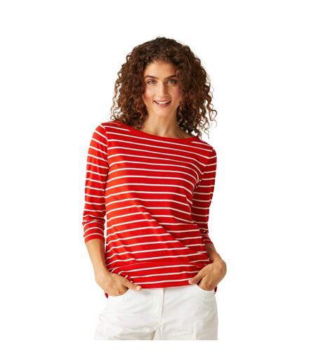 Womens/ladies Bayletta 3/4 Sleeve Top High Risk Red White Regatta