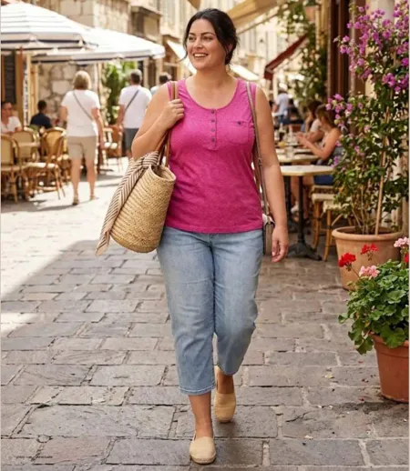Axone GRAZIA2 Débardeur femme grande taille en coton flammé pour un confort estival absolu