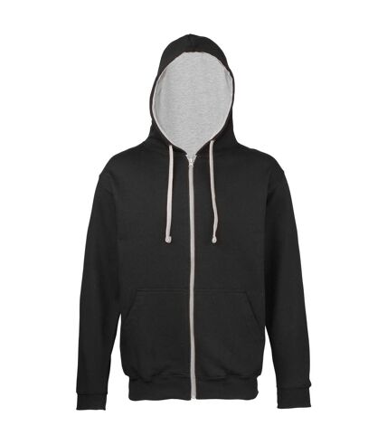 Sweatshirt à capuche et fermeture zippée homme noir/gris Awdis