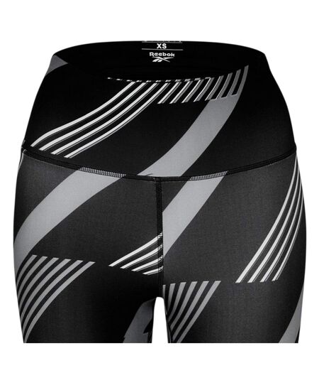 Womens/ladies Geometric Skinny Leggings Black Night Reebok