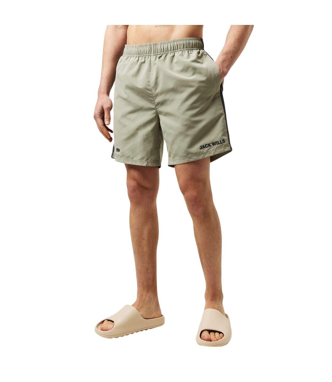 Short De Bain Motif/style À Rayures Homme Sauge Argenté Jack Wills-4